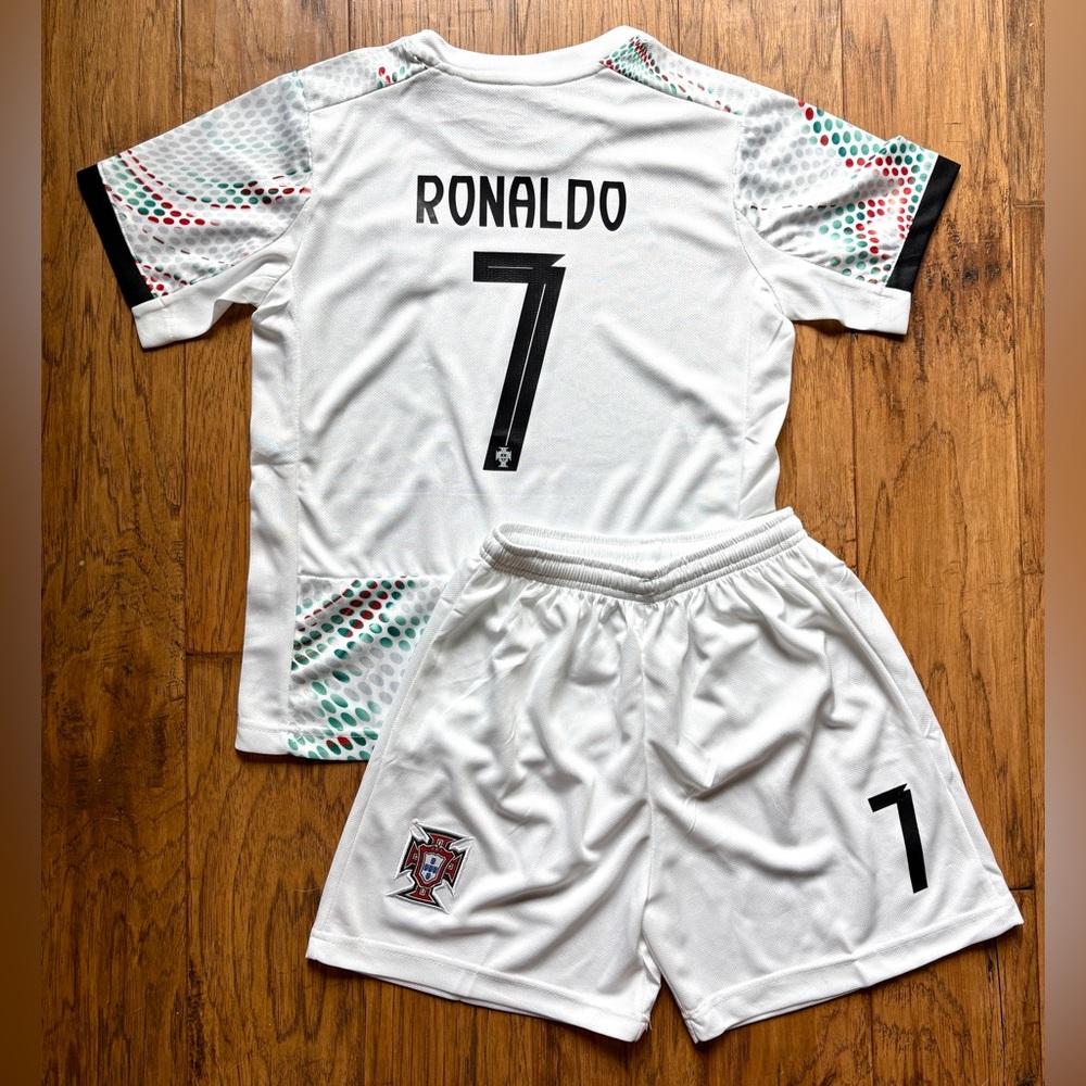 Cristiano Ronaldo White 2025 Portugal Soccer Jersey Kids Toddler & Youth Set